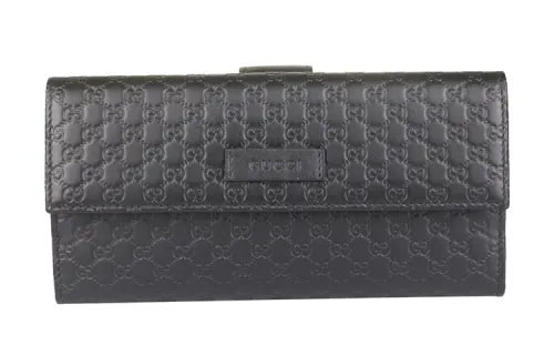 GUCCI Leather Wallet Women's Black
