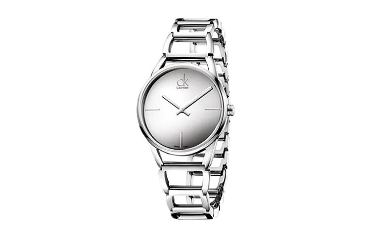 CALVIN KLEIN Elegant Collection Wrist Watches Quartz Movement Stainless Steel Watchband Silver Dial Women's