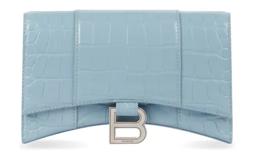 Balenciaga Hourglass Cow Leather Wallet Women's Blue