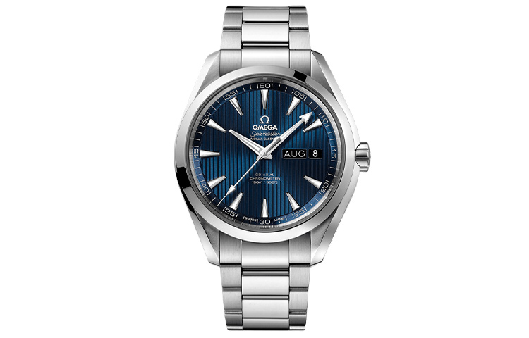 OMEGA Omega, mechanical mechanism, calendar, men's watch, blue dial, 150meter, Switzerland, 43mm