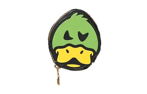 LOUIS VUITTON NIGO Collaboration Leather Coin And Card Holder Unisex Yellow Green