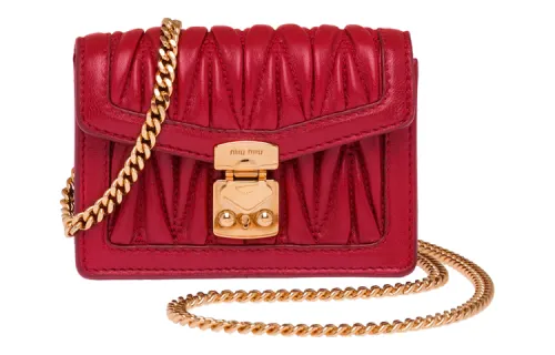 MIU MIU Sheepskin Messenger Bag, Shoulder Bag, Crossbody Bag Mini Women's Red
