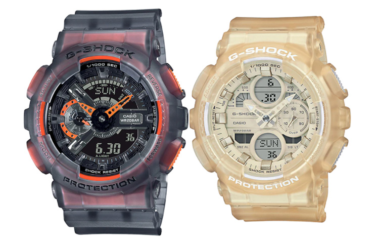 CASIO Casio Series Summer Gaming Heart Ice Tough Black Red Unicorn Translucent Beige Quartz Movement Japanese and Korean Watch Unisex Black Dial GA-110LS-1A+GMA-S140NC-7A