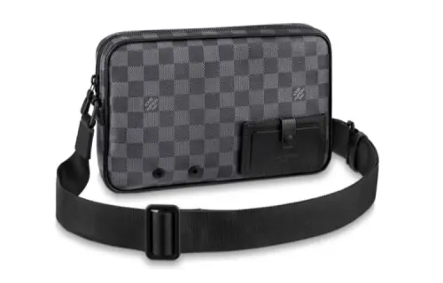 LOUIS VUITTON Alpha Zip Closure Leather Messenger Bag, Shoulder Bag Men's Black