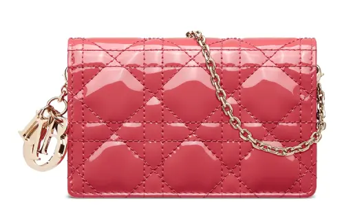 DIOR Cow Leather Clutch, Shoulder Bag, Crossbody Bag Women's Berry Pink