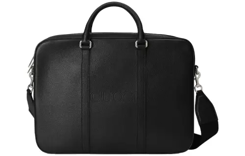 GUCCI Leather Briefcase, Shoulder Bag, Crossbody Bag, Handbag Men's Black