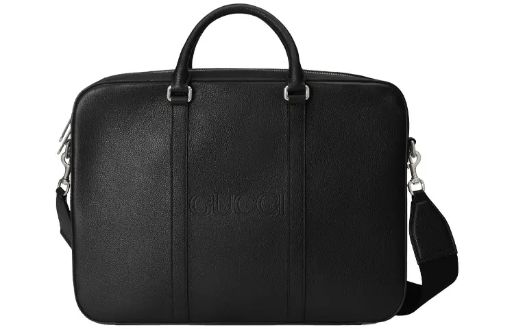 GUCCI Leather Briefcase, Shoulder Bag, Crossbody Bag, Handbag Men's Black