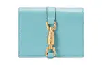 GUCCI Jackie 1961 Ostrich Leather Clutch Wallet, Card Holder Small Women's Light Blue