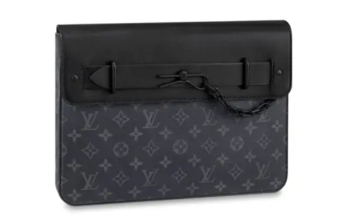 LOUIS VUITTON Coated Canvas Clutch Men's Black