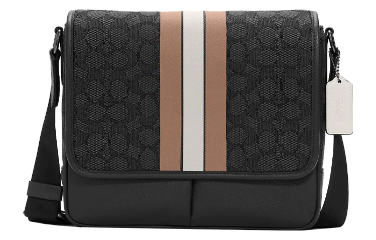 COACH Thompson Pebbled Leather Crossbody Bags Medium Men's Brown & White & Black