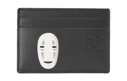 LOEWE Cow Leather Card Holder Unisex Black