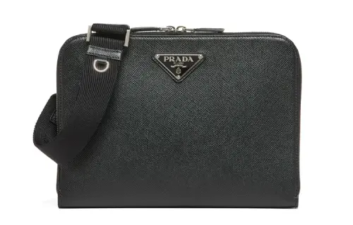 PRADA Saffiano Leather Shoulder Bag, Crossbody Bag Men's Black
