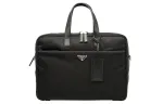 PRADA Zip Closure Recycled Nylon And Saffiano Leather Briefcase, Handbag Men's Black