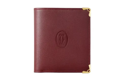 CARTIER Cow Leather Wallet Women's Burgundy