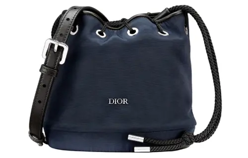 DIOR Smooth Calfskin Canvas Bucket Bag, Canvas Bag, Shoulder Bag Men's Blue