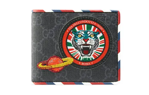 GUCCI Canvas Wallet Men's Black/Gray