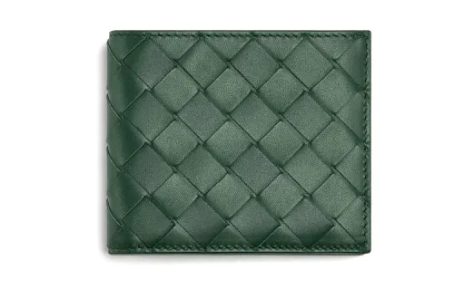 Bottega Veneta Cow Leather Double Fold Wallet Men's Green