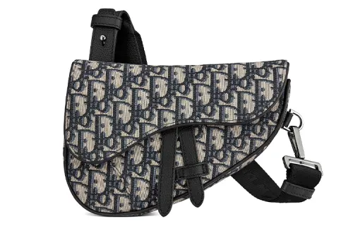 DIOR Saddle Embroidery Leather Saddle Bag, One Shoulder Handbag, Crossbody Bag Mini Unisex Beige/Black