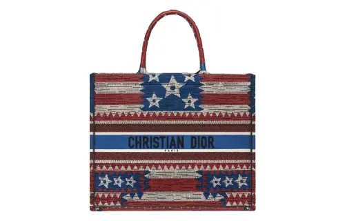 DIOR BookTote Embroidery Tote Bag, Shopping Bag, Handbag Large Women's Red