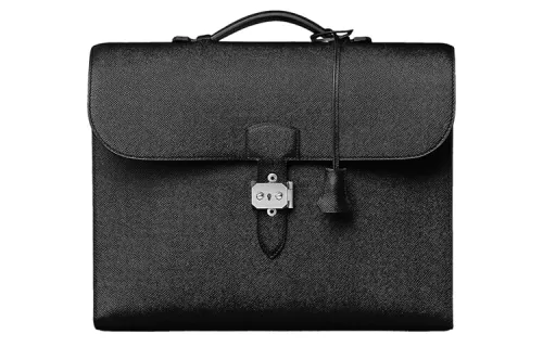 HERMES Sac A Depeches Epsom Calfskin Business Handbag Men's Black