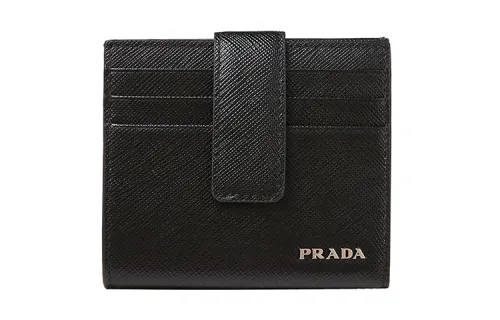PRADA Saffiano Cow Leather Coin Purse Men's Black