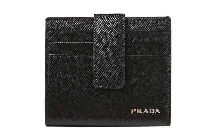 PRADA Saffiano Cow Leather Coin Purse Men's Black