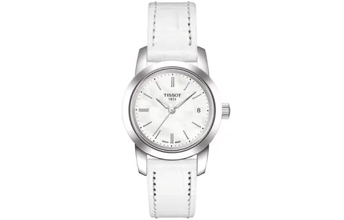 TISSOT Fantasy Collection Quartz Movement Women's Watch 28mm White Dial Stainless Steel Case Leather Strap