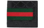 GUCCI Leather Wallet Regular Men's Black Red Green Stripes