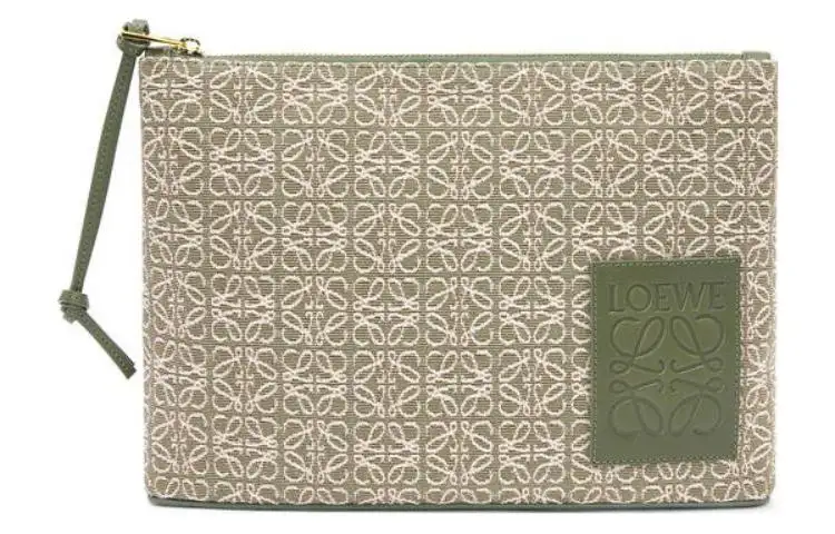 LOEWE Canvas, Cow Leather Clutch Women's Green