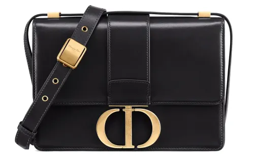 DIOR 30 Montaigne Smooth Cow Leather Box Bag, Handbag, Crossbody Bag, Shoulder Bag Women's Black