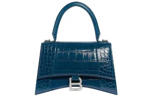 Balenciaga Crocodile Pattern Embossed Cow Leather Crossbody Bag Clutch Women's Blue