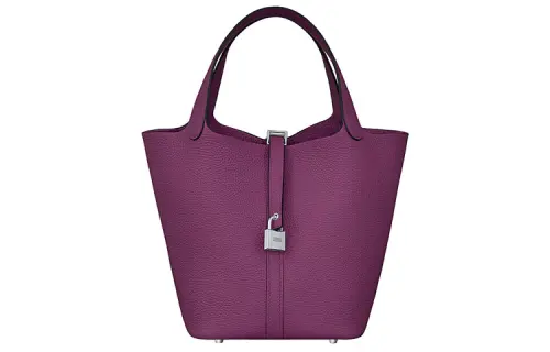 HERMES Picotin Lock Clemence Bullock Leather Basket Bag, Bucket Bag, Handbag 22 Women's P9 Anemone Sea Anemone Purple