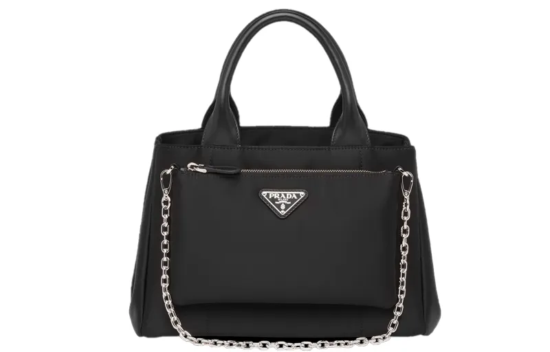 PRADA Leather Shoulder Bag Unisex Black