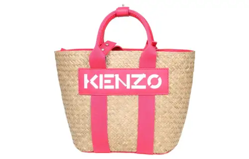 KENZO Polyester Baskets Bag, Crossbody One Shoulder Handbag Women's Pink/Beige