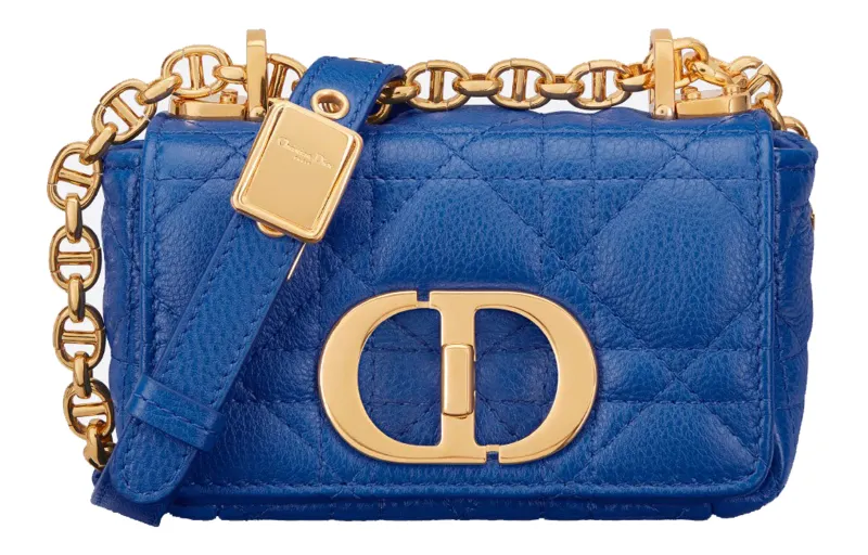 DIOR Caro Soft Leather Handbag, Shoulder Bag, Crossbody Bag Extra Mini Women's Klein Blue