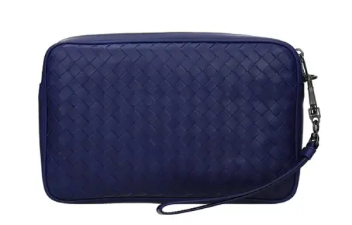 Bottega Veneta Leather Clutch Unisex Blue