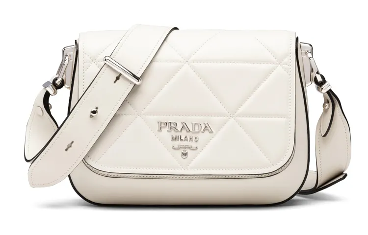 PRADA Spectrum Leather Crossbody Bag, Shoulder Bag Women's Chalk White
