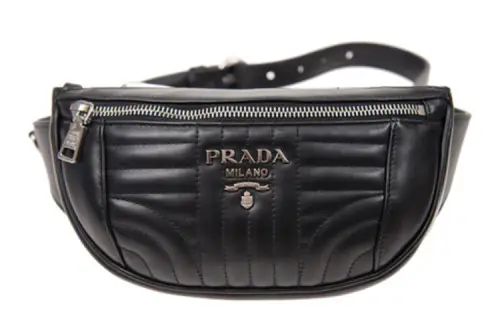 PRADA Cow Leather Fanny Pack Unisex Black