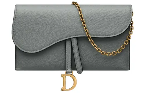 DIOR Saddle Grain Calfskin Saddle Bag, Wallet, Shoulder Bag, Clutch Women's Gray