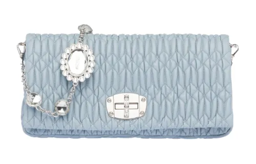 MIU MIU CRYSTAL Sheepskin Handbag Small Women's Sky Blue