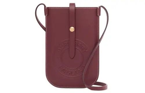 Burberry Logo Leather Shoulder Bag Unisex Burgundy