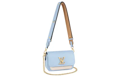 LOUIS VUITTON Lockme Tender Grained Calfskin Chain Bag, Crossbody Bag, Shoulder Bag Women's Light Blue