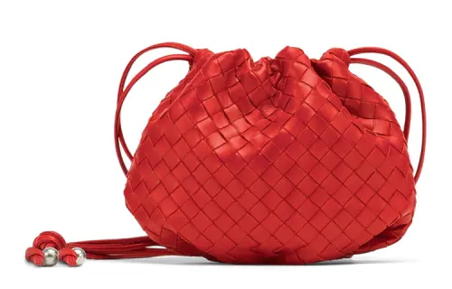 Bottega Veneta Fabric Shoulder Bag, Handbag Mini Women's Pepper Red