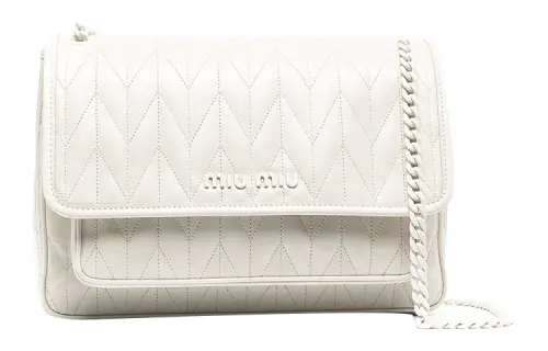 MIU MIU Cow Leather Crossbody Bag, Shoulder Bag Women's White
