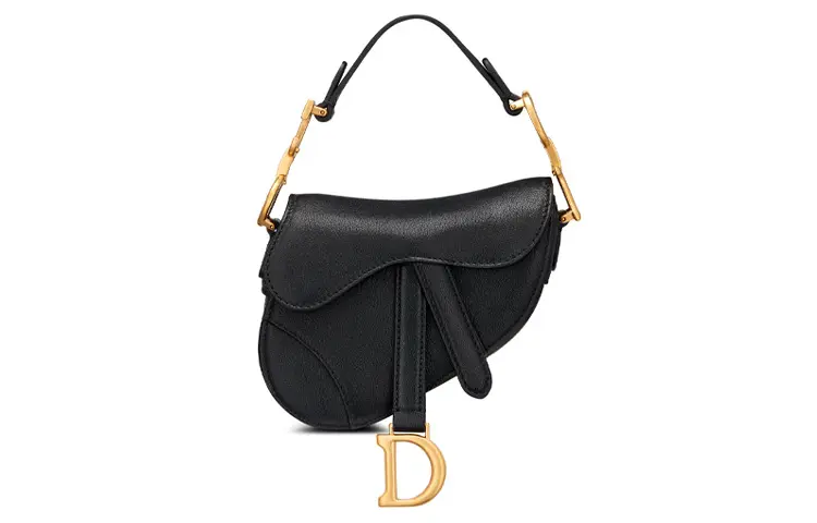 DIOR Goatskin One Shoulder Handbag Extra Mini Women's Black