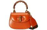 GUCCI Bamboo 1947 Leather Bamboo Bag Handbag, Shoulder Bag Mini Women's Amber