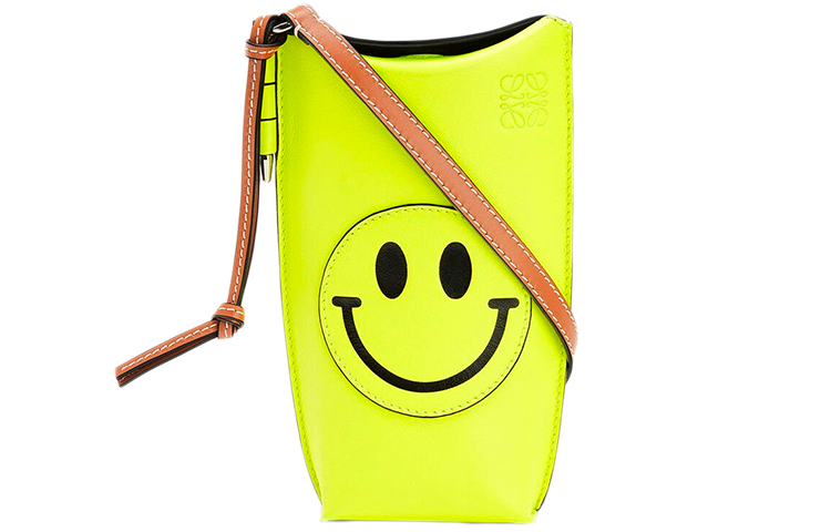 LOEWE Smiley® Collaboration Gate Pocket Calfskin Shoulder Bag, Crossbody Bag Women's Yellow/Candy Color