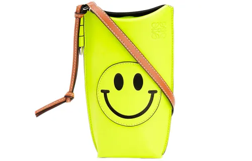 LOEWE Smiley® Collaboration Gate Pocket Calfskin Shoulder Bag, Crossbody Bag Women's Yellow/Candy Color