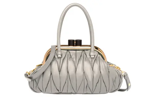 MIU MIU Soft Sheep Leather Handbag Regular Women's Marble Gray