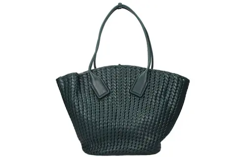 Bottega Veneta Woven Leather Shoulder Bag Women's Emerald